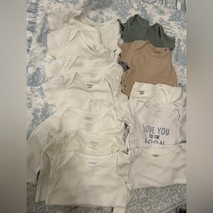 Carter's Assorted Baby Bodysuits in White, Cream, and Tan